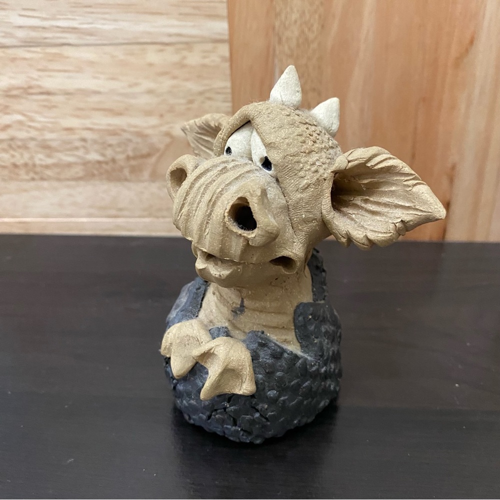 Adorable Kitsch Dragon Incense Burner Clay Pottery Figurine - Picture 3 of 12